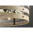 Progress Lighting P500022-143 Gulliver 8-1/2 in. 1-Light Graphite Coastal Drum Mini-Pendant with Weathered Gray Wood Accents