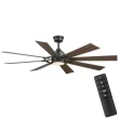 Home 52106 Decorators Collection Makenna 60 in. White Color Changing Integrated Outdoor LED Matte Black Ceiling Fan with Light Kit, DC Motor and Remote