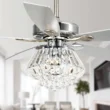 Parrot F6222A110V Uncle Zuniga 52 in. Indoor Chrome Downrod Mount Crystal Chandelier Ceiling Fan with Light Kit and Remote Control