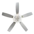 Parrot Uncle Zuniga F6222A110V 52 in. Indoor Chrome Downrod Mount Crystal Chandelier Ceiling Fan with Light Kit and Remote Control