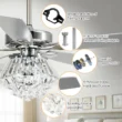 Parrot Uncle Zuniga F6222A110V 52 in. Indoor Chrome Downrod Mount Crystal Chandelier Ceiling Fan with Light Kit and Remote Control