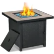 HeatMaxx SRGF11626 30 in. 50,000 BTU Propane Gas Fire Pit Table, Square Gas Firepits with Fire Glass for Outside