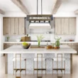 LNC A03145 Modern Farmhouse Chandelier 32 in. W Black Rectangular Dining Room Chandelier, 5-Light Kitchen Island Wood Pendant Light