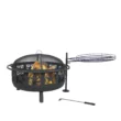 Sunnydaze Decor KF-ASFP-BLK 36 in. W x 22.5 in. H Round Steel Wood Burning Fire Pit with Cooking Grate and Spark Screen
