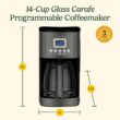 Cuisinart Coffee Maker, Perfecttemp 14-Cup Glass Carafe, Programmable Fully Automatic, Black, DCC-3200BKSP1