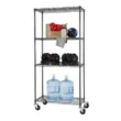 TRINITY TBFPBA-0920 PRO Black 4-Tier Rolling Steel Wire Garage Storage Shelving Unit (36 in. W x 77 in. H x 18 in. D)