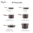 Ayesha Curry Professional Hard Anodized Collection Nonstick Cookware Set, 10-Piece, Charcoal