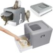 Extra Large Hooded Cat Litter Box With Top Entrance