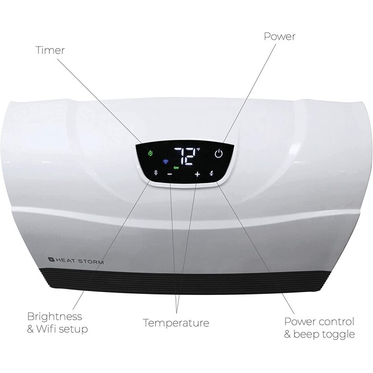 Heat Storm 1500 Watt 5200 BTU Electric High Efficiency Wall Mounted Space Heater with Remote Included and Digital Display Heat Storm 1500 Watt 5200 BTU Electric High Efficiency Wall Mounted Space Heater with Remote Included and Digital Display - Image 7