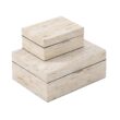Keifer 2 Piece Cream Mother of Pearl Handmade Box with Hinged Lid Set, 12", 8"W