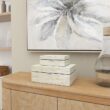 Keifer 2 Piece Cream Mother of Pearl Handmade Box with Hinged Lid Set, 12", 8"W