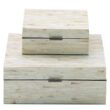 Keifer 2 Piece Cream Mother of Pearl Handmade Box with Hinged Lid Set, 12", 8"W