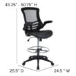 Mid-Back Ergonomic Drafting Chair with Adjustable Foot Ring and Flip-Up Arms