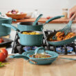 Rachael Ray Cook + Create Aluminum Nonstick Cookware Set, 11-Piece - Agave Blue