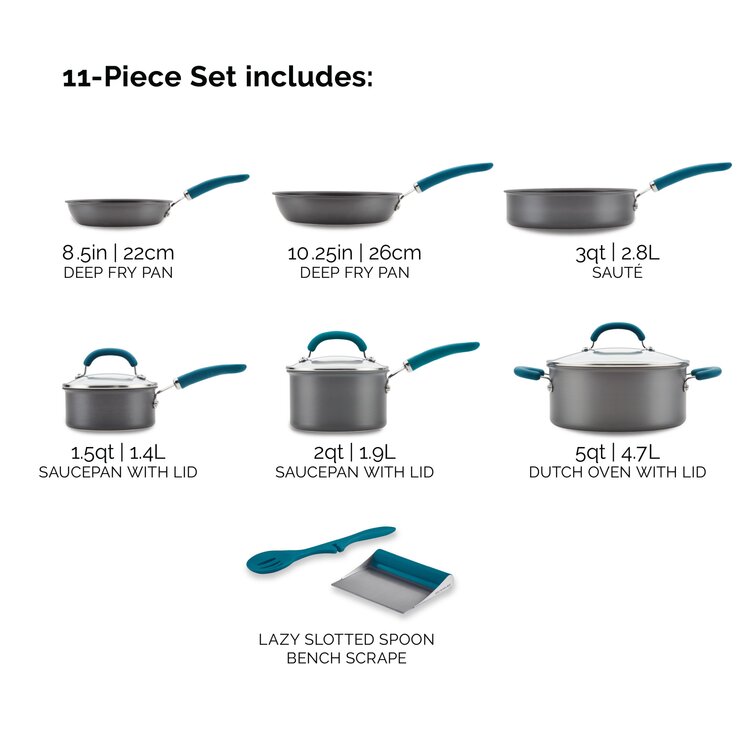 Rachael Ray Create Delicious Hard-Anodized Aluminum Nonstick Cookware Set, 11-Piece Rachael Ray Create Delicious Hard-Anodized Aluminum Nonstick Cookware Set, 11-Piece - Image 6