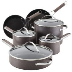 Ayesha Curry Professional Hard Anodized Collection Nonstick Cookware Set, 10-Piece, Charcoal