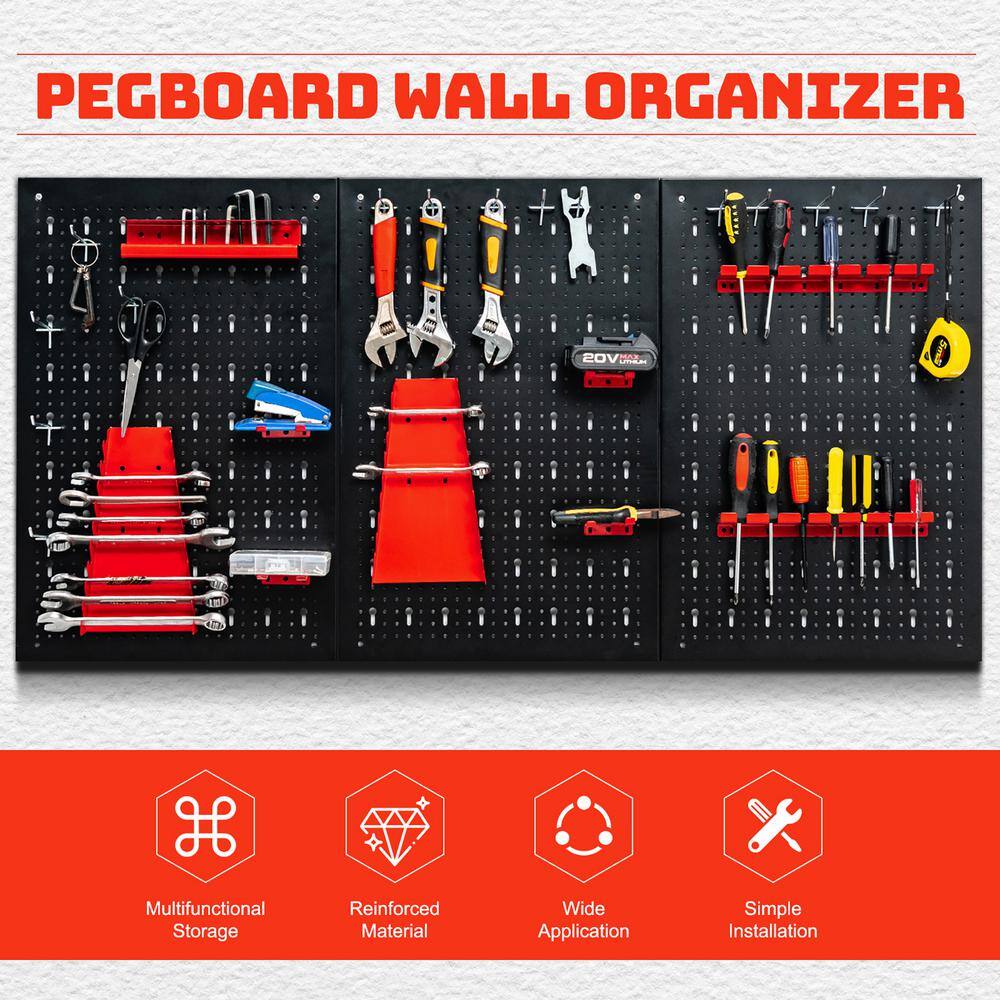 Costway TA10013 24 in. H x 48 in. W Pegboard Wall Organizer Kit 4 ft.Metal Toolboard W/3 Pegboards & 25 Accessories Costway TA10013 24 in. H x 48 in. W Pegboard Wall Organizer Kit 4 ft.Metal Toolboard W/3 Pegboards & 25 Accessories - Image 6