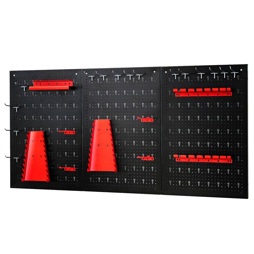 Costway TA10013 24 in. H x 48 in. W Pegboard Wall Organizer Kit 4 ft.Metal Toolboard W/3 Pegboards & 25 Accessories Costway TA10013 24 in. H x 48 in. W Pegboard Wall Organizer Kit 4 ft.Metal Toolboard W/3 Pegboards & 25 Accessories