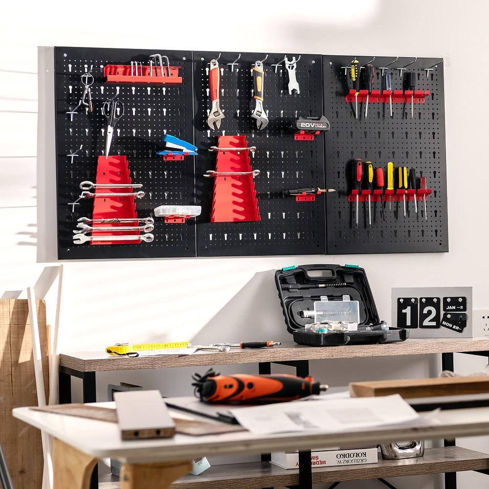 Costway TA10013 24 in. H x 48 in. W Pegboard Wall Organizer Kit 4 ft.Metal Toolboard W/3 Pegboards & 25 Accessories Costway TA10013 24 in. H x 48 in. W Pegboard Wall Organizer Kit 4 ft.Metal Toolboard W/3 Pegboards & 25 Accessories - Image 2