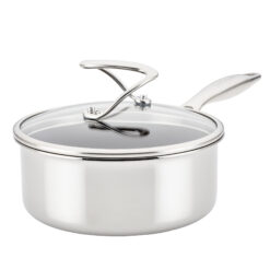 Circulon Clad Stainless Steel Saucepan with Glass Lid and Hybrid SteelShield Nonstick, 2-Quart