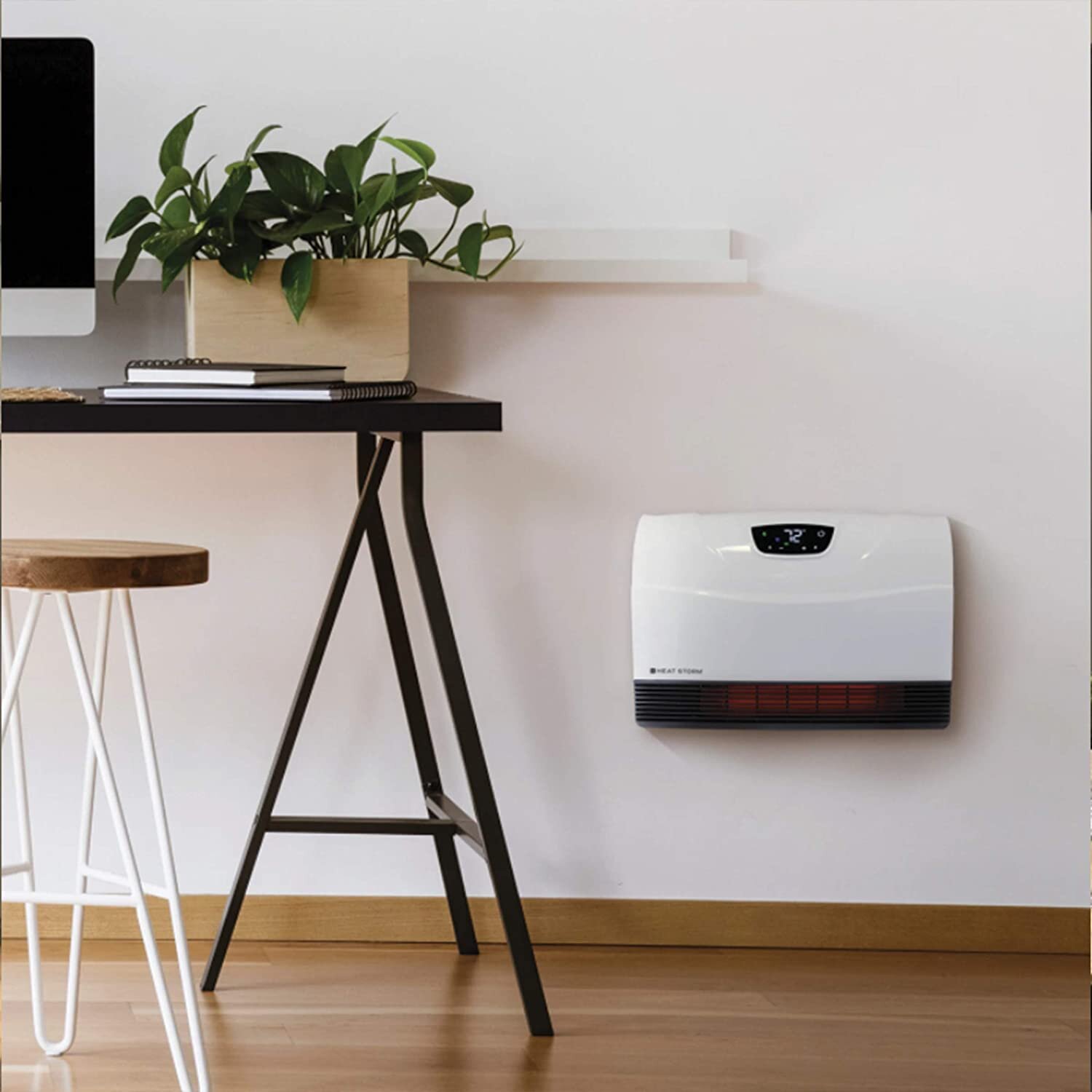 Heat Storm 1500 Watt 5200 BTU Electric High Efficiency Wall Mounted Space Heater with Remote Included and Digital Display Heat Storm 1500 Watt 5200 BTU Electric High Efficiency Wall Mounted Space Heater with Remote Included and Digital Display