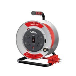 Link2Home EM-CG-500E-DS 50 ft. Heavy-Duty Professional Grade Metal Cord Reel