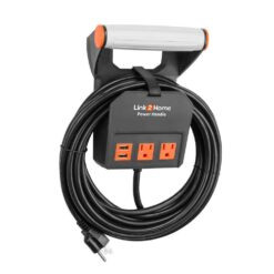 Link2Home EM-PH-2014E Power Handle Extension Cord, 20 ft. 14 AWG, 2-Outlets 15 Amp, 2 USB Ports (3.1 Amp), Cord Management