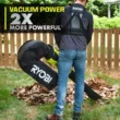 RYOBI RY404150VNM 40V HP Brushless 100 MPH 600 CFM Cordless Leaf Blower/Mulcher/Vacuum with (2) 4.0 Ah Batteries and Charger RYOBI RY404150VNM 40V HP Brushless 100 MPH 600 CFM Cordless Leaf Blower/Mulcher/Vacuum with (2) 4.0 Ah Batteries and Charger