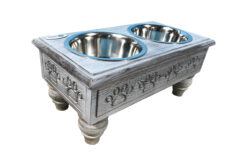 Sassy Paws Raised Wooden Pet Double Diner Elevated Feeder