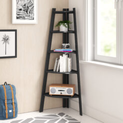 Tisha 63'' H x 26.5'' W Solid Wood Corner Bookcase