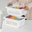 Sterilite Small Stacking Storage Basket with Comfort Grip Handles, 8 Pack