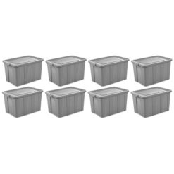 Sterilite Tuff1 30 Gal Plastic Storage Tote Container Bin w/ Lid (8 Pack)