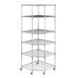 Zimtown 6 Tire Heavy Duty Wire Garage Storage Rack, Steel Corner Shelving with Wheels, Silver