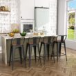 Andeworld 24" Metal Barstools Set of 4 Counter Height Bar Stools with Back (24" Seat Height, Wooden Top Low Back Matte Black)