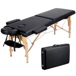 SmileMart 84" Wooden Portable 2 Section Massage Table, Black