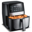 Gourmia 8 Qt Digital Air Fryer with FryForce 360 and Guided Cooking, Black/Stainless Steel, GAF826