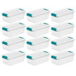 Sterilite Plastic 6-Quart Storage Box Container with Latching Lid, 12 Pack