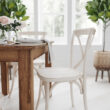 Merrick Lane X-Back Bistro Style Wooden High Back Dining Chair in Lime Wash