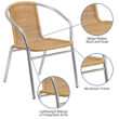 Flash Furniture Commercial Aluminum and Beige Rattan Indoor-Outdoor Restaurant Stack Chair