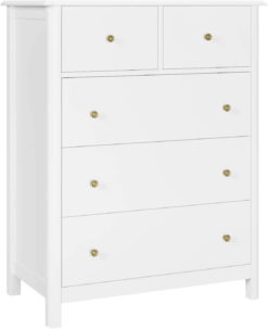 Homfa Kids Dresser of 5 Drawers, Dresser Chest with Easy Pull Handle for Bedroom, Living Room, White Finish
