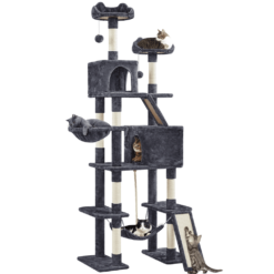 SMILE MART 82.5″ H Multi Level Large Cat Tree with 2 Cozy Condos for Indoor Small/Medium Cats, Dark Gray