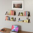 Wallniture Ponza 17" Wall Shelf Rustic Decor Set of 4 Floating Shelves, Wood, Natural Burned