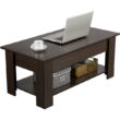 Easyfashion Modern 38.6" Rectangle Wooden Lift Top Coffee Table with Lower Shelf, Multiple Colors and Sizes