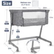 Pamo Babe Unisex Bedside Sleeper Infant Bassinet with Wheels and Floding Frame (Grey)