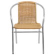 Flash Furniture Commercial Aluminum and Beige Rattan Indoor-Outdoor Restaurant Stack Chair