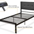 Allewie Twin Platform Bed with Upholstered Button Tufted Headboard with 11" Under-Bed Storage, Grey
