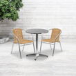 Flash Furniture Commercial Aluminum and Beige Rattan Indoor-Outdoor Restaurant Stack Chair