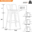 Andeworld 24" Metal Barstools Set of 4 Counter Height Bar Stools with Back (24" Seat Height, Wooden Top Low Back Matte Black)