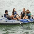 Intex Excursion 4 Inflatable Rafting Fishing 4 Person Boat Set with Oars and Pump Intex Excursion 4 Inflatable Rafting Fishing 4 Person Boat Set with Oars and Pump