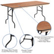 Flash Furniture 6-Foot Rectangular Wood Folding Banquet Table with Clear Coated Finished Top